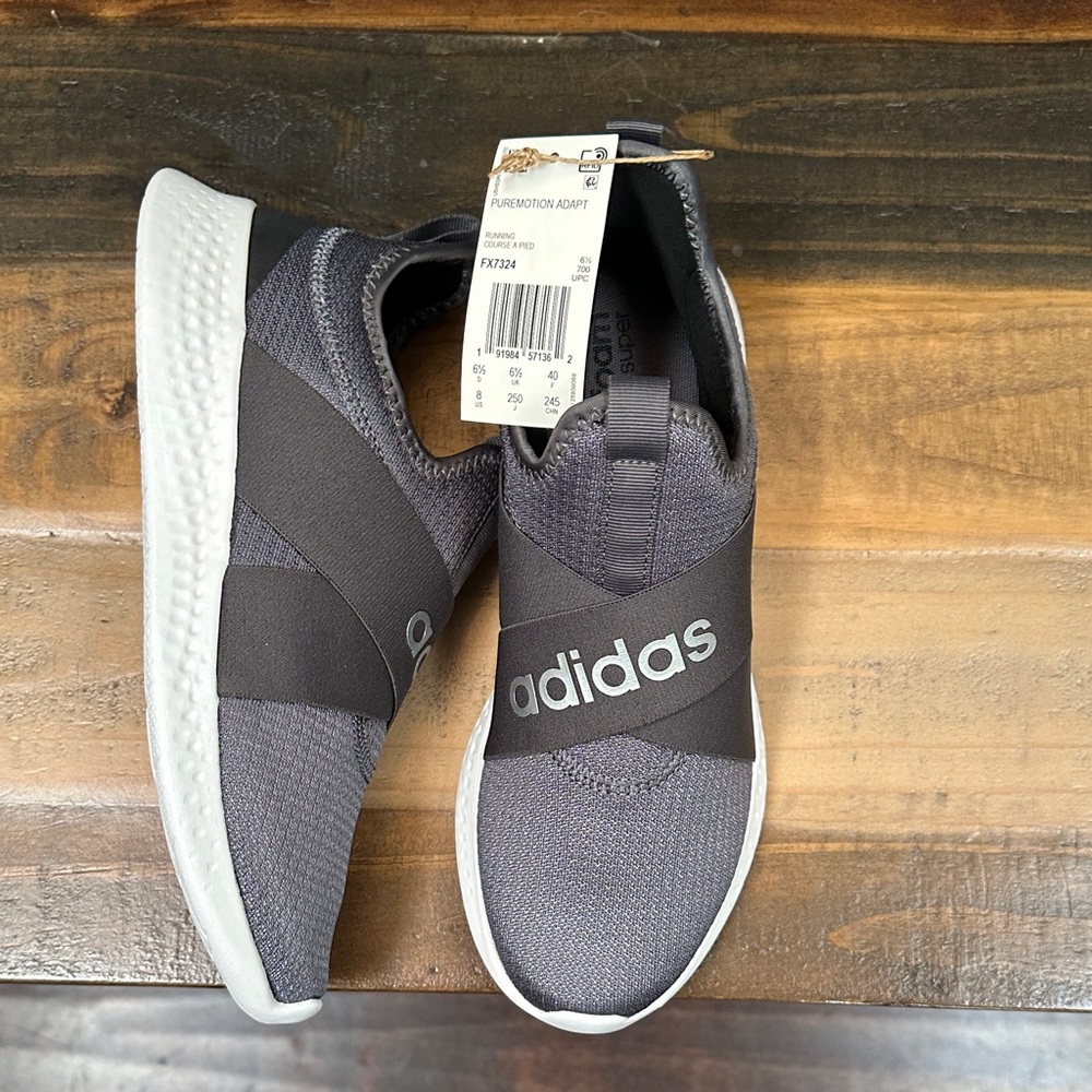 Adidas Puremotion Adapt Charcoal and White Slip-On Running Shoes NWT